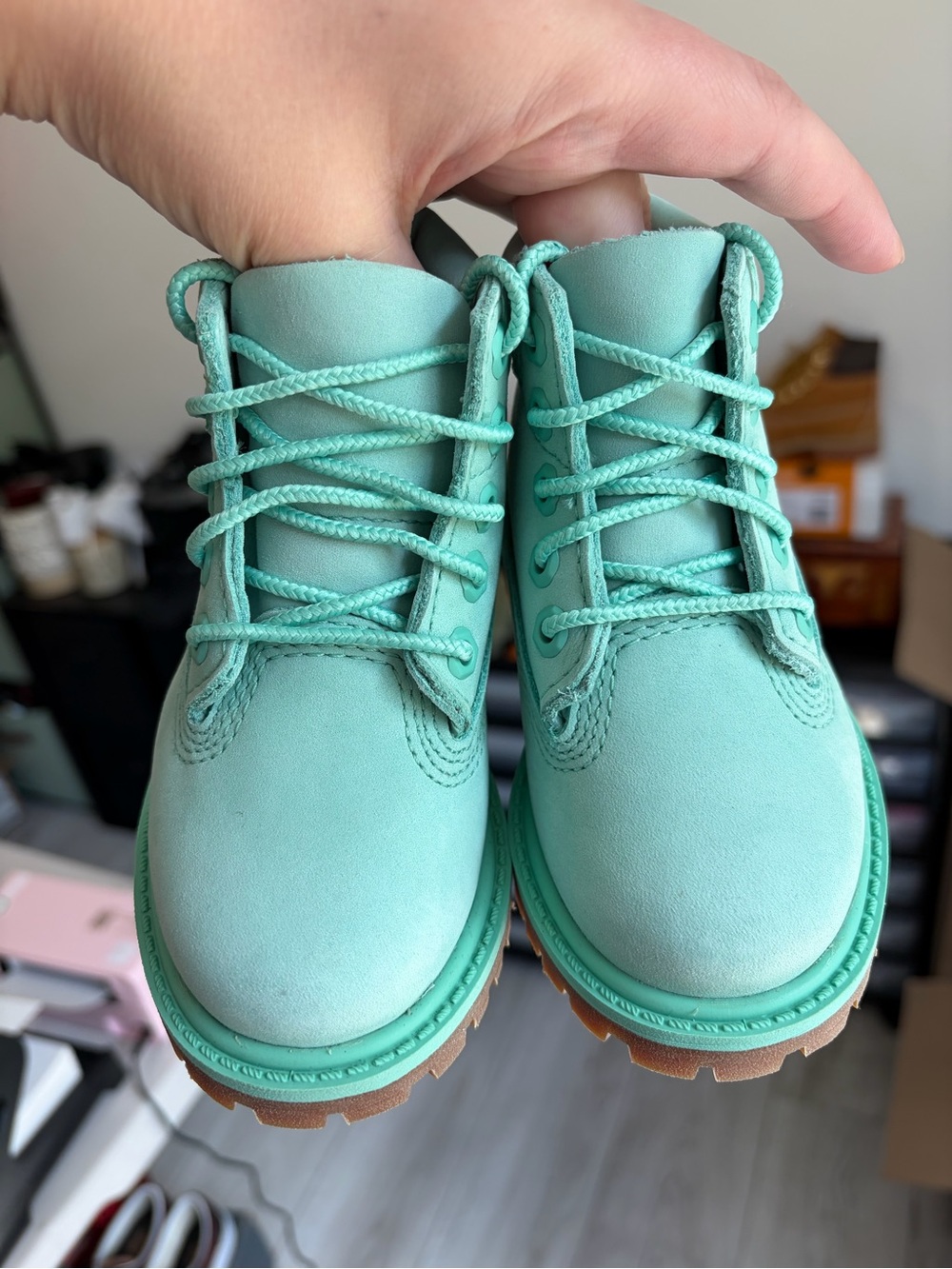 NEW Timberland 50th Anniversary Premium 6” Waterproof Boots Light Green Nubuck - Picture 3 of 16